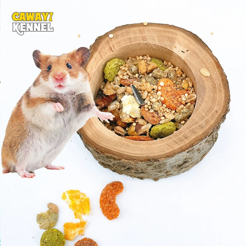 Pet Hamster Fruit Wood Food Bowl