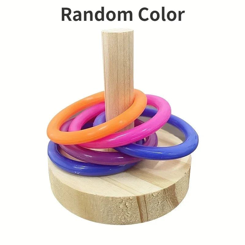 Wooden Interactive Parrot Ring Toy