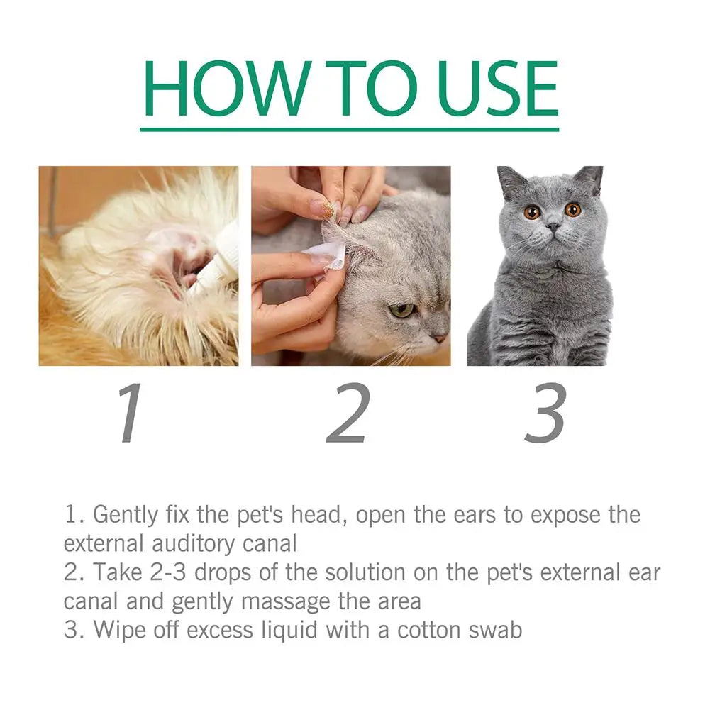 Pet Ear Drops Yeast Mites Infectiones Control Odor Removal Relieves Itching Anti Inflammatory