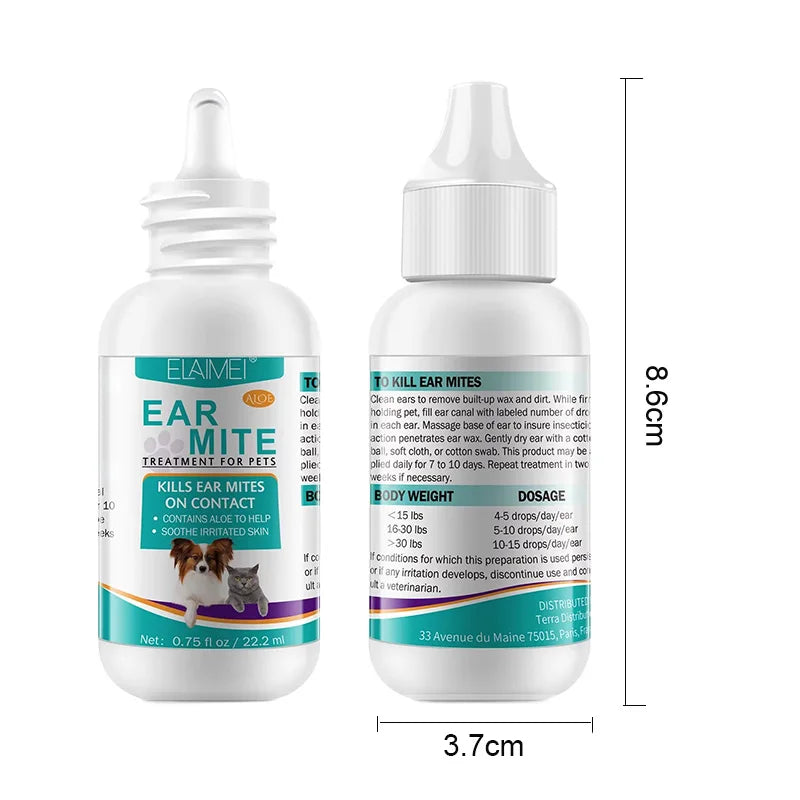 Pet Ear Mite Oil Ear MiteTreatment for Dogs and Cats