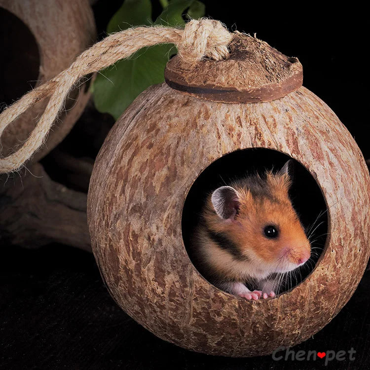 Natural Small Pet Coconut Cages for Hamster Guinea Pig Mice Squirrel