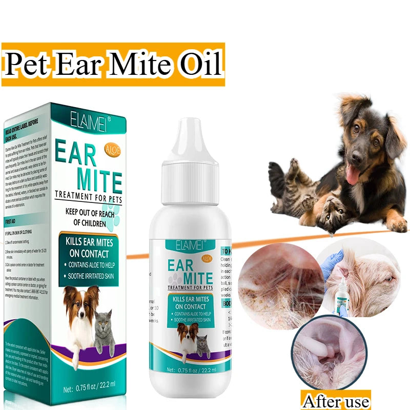 Pet Ear Mite Oil Ear MiteTreatment for Dogs and Cats