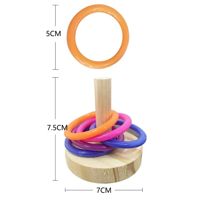 Wooden Interactive Parrot Ring Toy